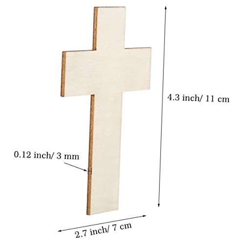NOLITOY 60 Pcs Easter Cross Home Decor Cross Shape Wood Slices Wood Crafts Wooden Crafts Wooden Cross Cutouts Blank Wooden Cutout Wooden Chips Adorn NOLITOY