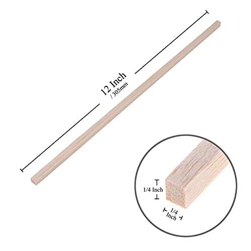 Balsa Wood Sticks 1/4 Inch Square Dowels Strips 12" Long - Pack of 30 by Craftiff Craftiff