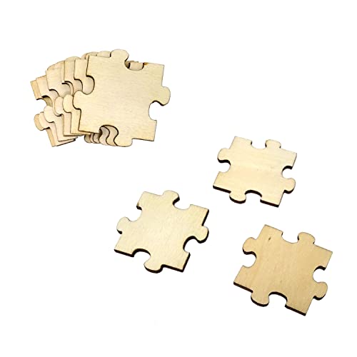 Honbay 100PCS Unfinished Wooden Blank Puzzle Pieces Mini Wood Jigsaw Puzzles for Crafts Arts and Card Making HONBAY