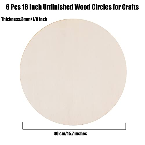 6 Pack 18 Inch Wood Circles for Crafts Unfinished Wood Rounds Natural Round Wooden Discs Blank Round Wood Signs Wooden Cutouts for Door Hangers, Door AWIZOM
