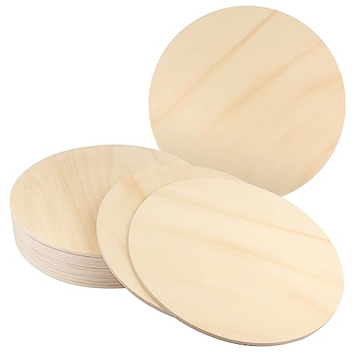 12 PCS 12 Inch Unfinished Wood Circles, Thickness 6mm, Wooden Rounds for Crafts, Wood Discs for DIY Painting Decorations, Weddings and Parties,by GNIEMCKIN