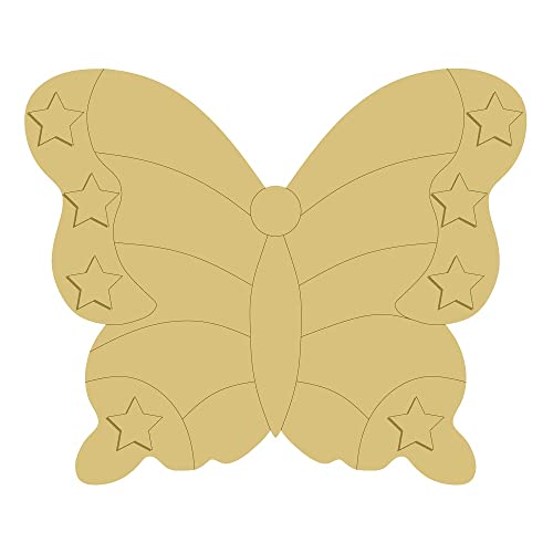 3D Butterfly Cutout Unfinished Wood 4th of July Memorial Day Door Hanger MDF Shape Canvas Style 6 Art 1 (12") Diverse Woodworking