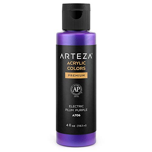 ARTEZA Iridescent Acrylic Paint, A706 Electric Plum Purple, 118 ml Bottle, Chameleon Colors, High-Viscosity Shimmer Paint, Water-Based, Blendable, ARTEZA