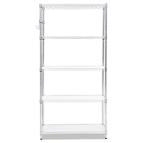 Alera SW653618SR 36 in. x 18 in. x 72 in. Five-Shelf Wire Shelving Kit with Casters and Shelf Liners - Silver Alera