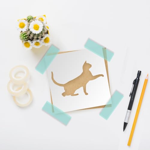 Laser Unfinished Cut Out Wood Cat Wood Shape Craft Supply Laser Unfinished Cut Cat Cut Out 1/4 Inch Thickness, Size 5" Ornament for DIY Craft Rubstamper