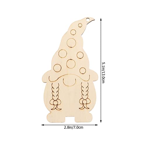 NOLITOY 40 Pieces Christmas Wooden Gnome Hanging Ornaments, Unfinished Wood Cutouts Slices Elf Pendents with Rope for Christmas Tree DIY Craft Making NOLITOY