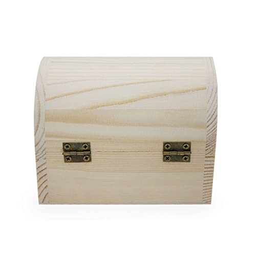 Hsiwto Plain Unfinished Wood Box, Unpainted Wooden Jewelry Box DIY Craft Storage Treasure Chest Toy Case Hsiwto