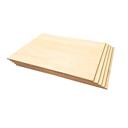 5 Pack Unfinished Basswood Sheet 12x16x3/16 Inch Thick Plywood Board Wooden Rectangle Panels for Lasercuting Burning DIY Crafts Cregugua
