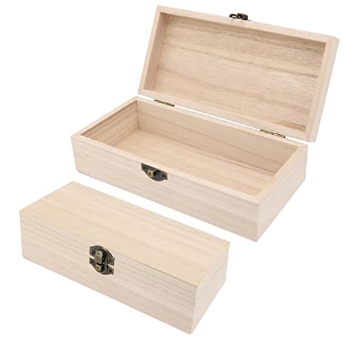 OMUFBTO 2Pcs unfinished wooden box, small wooden gift boxes with lids,paintable little wooden box, Jewelry Boxes wooden and Wooden Gift Box for Home OMUFBTO