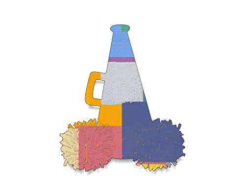 Unfinished Wood for Crafts - Megaphone with Pom Poms - Large & Small - Pick Size - Unfinished Wood Cutout Shapes Sports Cheerleader Cheer Leading WoodArtSupply