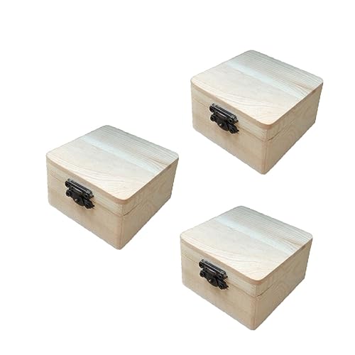 VILLCASE 9 Pcs antique jewelry organizer jewelry organizer tray unfinished wood treasure chest square wood case memory chest unfinished chest lock VILLCASE