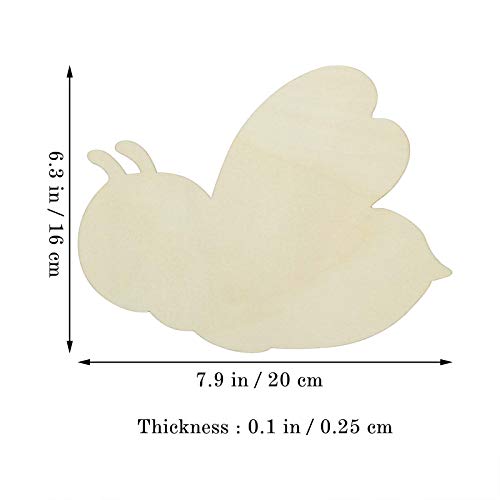 JANOU 6pcs Bee Shaped Wood DIY Craft Cutouts Honeybee Unfinished Wooden Blank Wood Embellishments Ornaments for Baby Shower Birthday Christmas Party JANOU