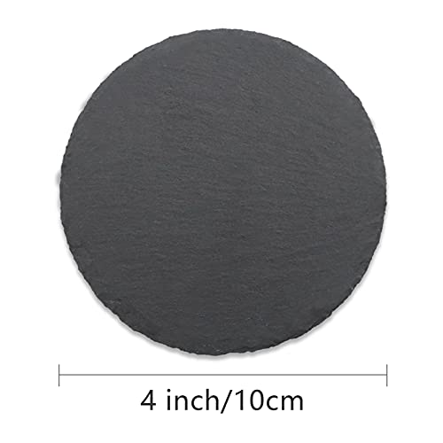 24 Pack Drink Coasters Set, SIJDIEE 4 Inch Round Slate Stone Drink Coasters with Round Blank Wood Craft Coasters for DIY Painting Wood Engraving Home SIJDIEE