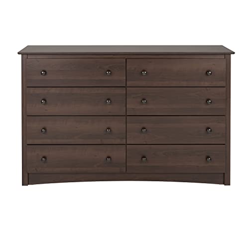 Prepac Fremont 8 Drawer Double Dresser for Bedroom, 15.75" D x 59" W x 36.25" H, Espresso Prepac