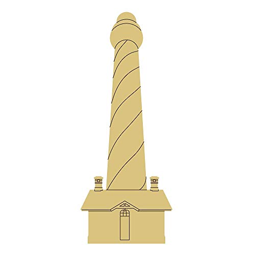 Lighthouse Design by Lines Cutout Unfinished Wood Beach Décor Summer Door Hanger MDF Shape Canvas Style 2 Art 1 (12") Diverse Woodworking