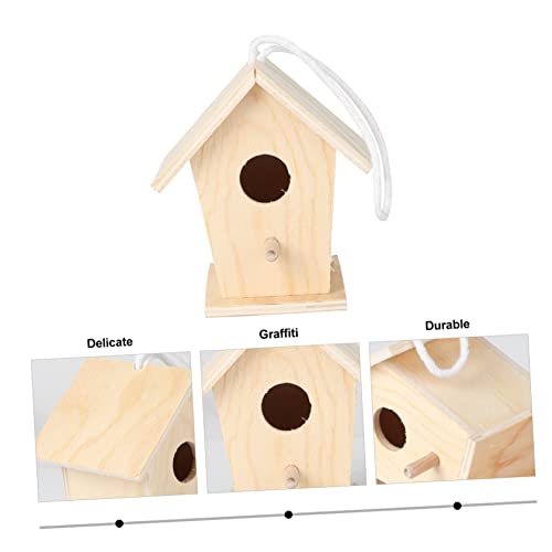Yardwe Build Birdhouse Kit Paintable Bird House Bark Prevention Bird House Wood Craft Supplies DIY Wooden Craft Birdhouse Making Kit Out Door Toys Yardwe