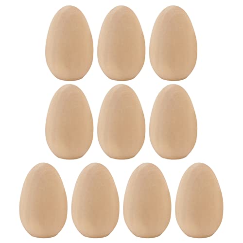 KALLORY Unfinished Wood Eggs to Paint, 10pcs Paintable Wooden Easter Craft Eggs Flat Bottom Eggs for Easter Display Ready to Paint and Decorate L KALLORY