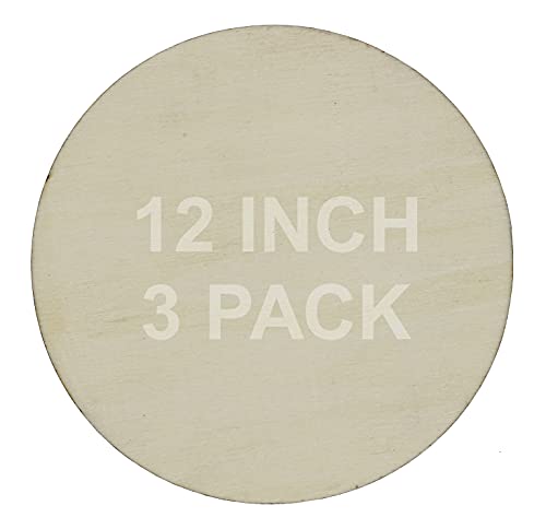 Creative Hobbies 12 inch Round Circle Cutout Shapes, DIY Unfinished Wood Craft Shape - Pack of 3, Ready to Paint or Decorate Creative Hobbies