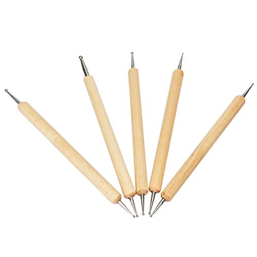 8Pcs DIY Hand-Made Leather Craft Carving Stylus Tool Spoon Double Head Point Drill Pen Kit Set Stainless Steel Sculpting Set Convenient Steel Tip Oumefar