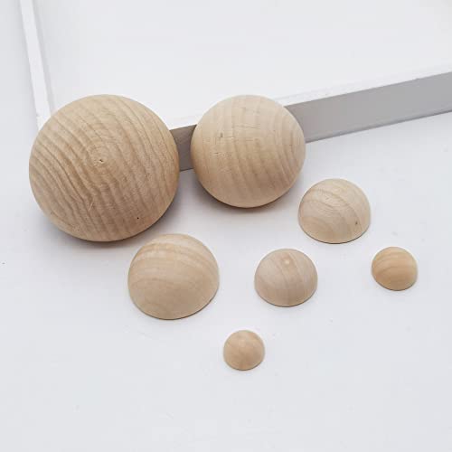 INSPIRELLE 15mm Unfinished Half Round Wooden Beads 350pcs Split Natural Round Wood Balls for Crafts and Christmas Home Party Decorative INSPIRELLE