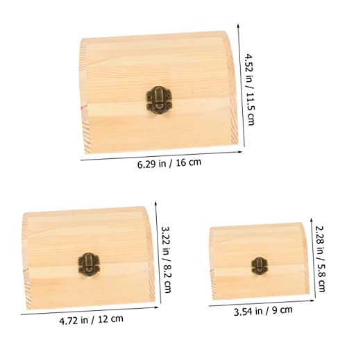 VOSAREA 3pcs Boxes Wooden Box Craft Storage Jewelry Organizer Tray Strawberry Decor Unfinished Wooden Jewelry Case Diy Wooden Handmade Gifts Jewelry VOSAREA