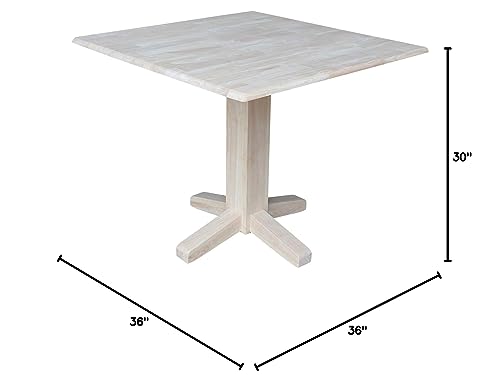 International Concepts Square Dual Drop Leaf Dining Table, 7 by 36-Inch, Unfinished IC International Concepts