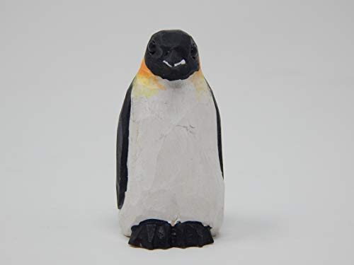 Emperor Penguin - Figurine Arctic Sea Bird Miniature Polar Wooden Art Carved Ornament Small Animals Aquarium Selsela