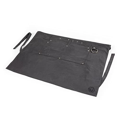 LEGACY - a Picnic Time brand Collins Mixologist Apron Waxed Canvas with Corkscrew and Bottle Opener, One Size, Gray with Black Accents PICNIC TIME