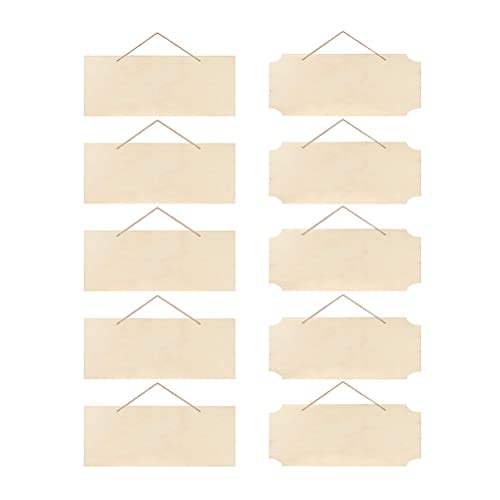 Kisangel 10Pcs Hanging Wooden Sign Blank Wood Plaque Blank Wood Sign Crafts Blank Wooden Writing DIY Sign Unfinished Wood Plaque Unfinished Wood Sign Kisangel