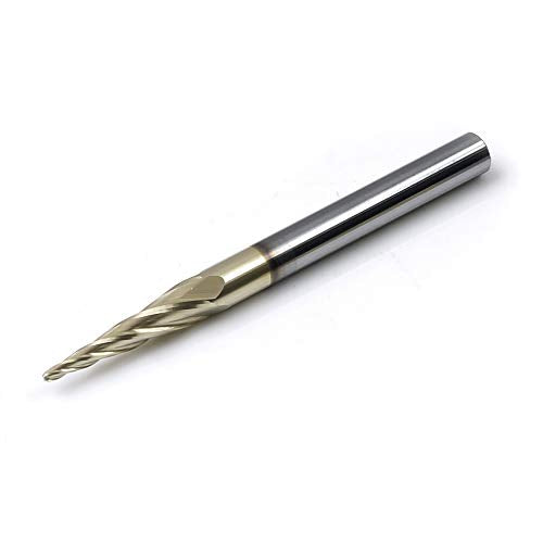 PANHAM 1/16 Inch Ball Nose Upcut CNC Spiral Router Bit 5.4 Degree Tapered Angle for 2D and 3D Wood Carving Solid Carbide ZRN Coating 4 Flutes,1/16"X PANHAM