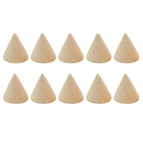 SEWACC 10pcs Unfinished Wooden Cones Natural Wood Cone Ring Holders Unpainted Wood Plain Stand Cone Blank Wooden Cones for DIY Crafts Drawing SEWACC