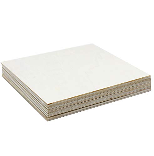 RIVERKING Square Wood Sheets, Unfinished Poplar Plywood for Arts Crafts and DIY Projects (10 pcs, 8 x 8 x 0.1 Inch) RIVERKING