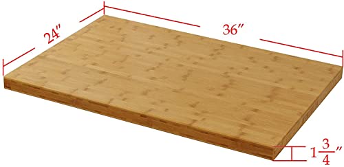 Home Soft Things Eco-Friendly Natural Bamboo Thick Tabletop Parallel Pressure 36" x 24" x 1.75" H Rectangular Rustic Solid Wood Slab Desk Table Top Home Soft Things