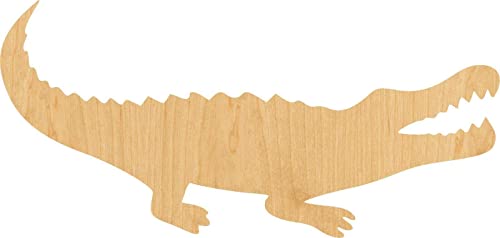 3 Pcs Alligator Supply 3" Wooden Shape Ornaments Unique Unpainted Smooth Surface Unfinished Laser Cutout Wood Sheets Boards for Crafts 1/8 Inch Thick WoodArtSupply