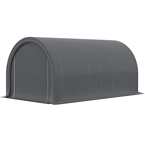 Outsunny 10' x 16' Carport, Heavy Duty Portable Garage Storage Tent with Large Zippered Door, Anti-UV PE Canopy Cover for Car, Truck, Boat, Outsunny