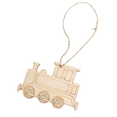 ARTIBETTER Wood Blank Name Tags 20Pcs Wooden Hanging Crafts Train Shape DIY Wood Hanging Crafts Pendant Ornaments for Bag Key Decoration Party