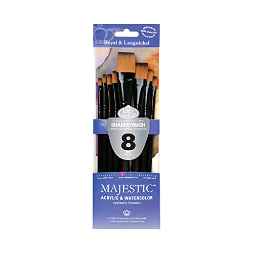 Majestic Royal & Langnickel Flat and Glaze Wash Artist Brush Set, 8-Piece Majestic