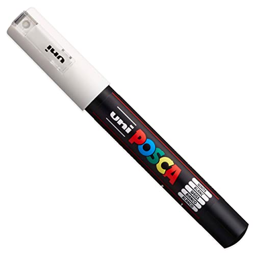 Posca - Ultra Fine to Fine Paint Marker Pens Set - PC-1MR, PC-1M, PC-3M - White Ink - Pack of 3 posca