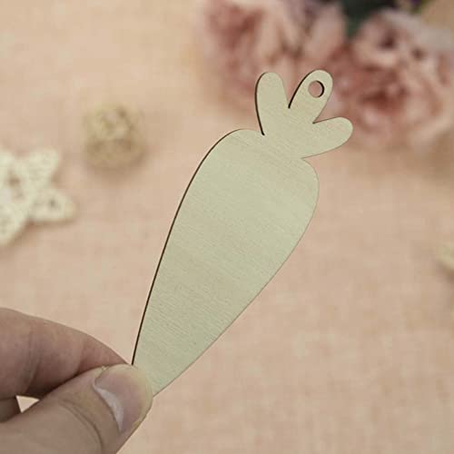 Abaodam 30Pcs Easter Unfinished Wooden Carrot Cutouts Blank Carrot DIY Wood Crafts Carrot Hanging Ornaments Wood Slices Easter Decor Abaodam
