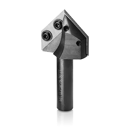 Genmitsu 1/2" Shank Router Bit, 90 Degree V Groove Carbide Inserts, CNC Milling Machine Router Bits for Woodworking 2D/3D Signmaking, Lettering, Genmitsu