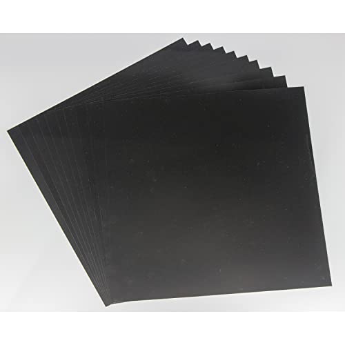 Opaque Black Plastic Sheets, 7.5mil (.0075") 12” X 12” Craft Plastic Film, PET Stencil Material, Glossy and Flexible Plastic Sheet for Crafts, neglex
