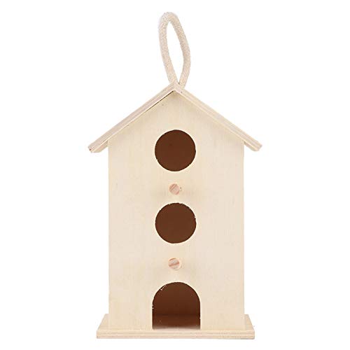 Unfinished Birdhouse, Outdoor Wooden Bird Nests, Hanging Bird Nests, House Breeding Resting Box for Parrots, Outdoors Garden Ornament Haofy