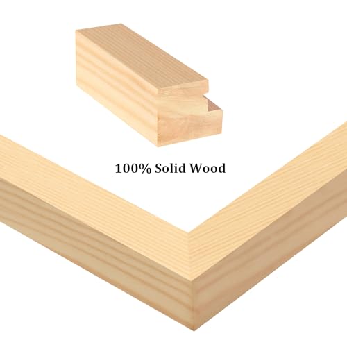 Egofine 5x7 Picture Frames Natural Wood Frames with Plexiglass, Display Pictures 3.5x5/4x6 with Mat or 5x7 Without Mat Set of 4 for Tabletop and Wall Egofine