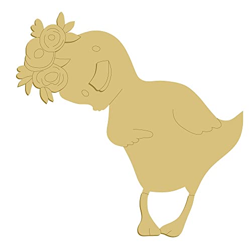 3D Duck Cutout Unfinished Wood Animal Nursery Spring Door Hanger MDF Shape Canvas Style 6 Art 1… (18") Diverse Woodworking