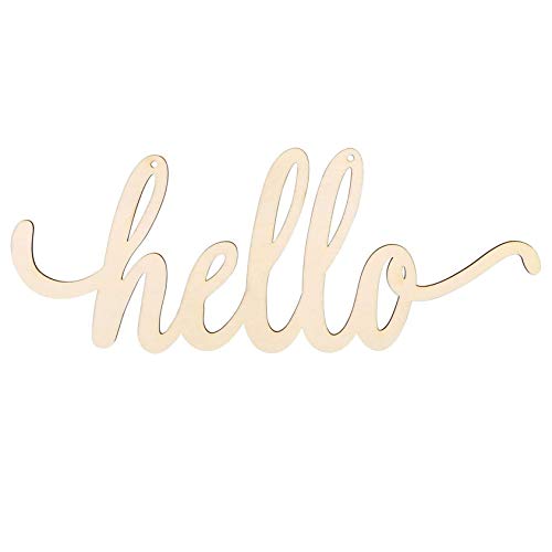 Hello Wood Sign Cutout Hello Wooden Letter Sign Hanging Decorative DIY Block Words Sign Door for Home Shop Hotel 2Pack Samanter