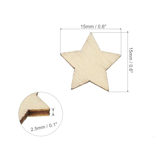 PATIKIL 15mm Wooden Stars, 300 Pack Unfinished Wood Stars Blank Wooden Cutouts Ornaments Natural Wood Pieces for Christmas Party Craft Projects PATIKIL