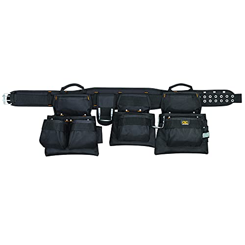 CLC Custom Leathercraft 5605 Professional Carpenters Combo Tool Belt, Black, 18 Pocket Custom Leathercraft
