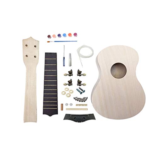 Artibetter 1 Set Diy Guitar Kit Unfinished Luthier Project Guitar Kit Body Neck Bridge Fretboard Ukulele Crafts ARTIBETTER