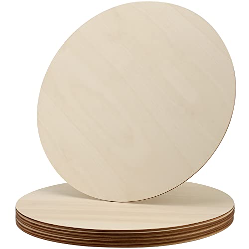MOUYAT 10 Pack 14 Inch Round Wood Circles, 1/8 Inch Thick Unfinished Wooden Plywood Slices Discs for Crafts DIY, Door Hanger, Wood Burning, Christmas MOUYAT