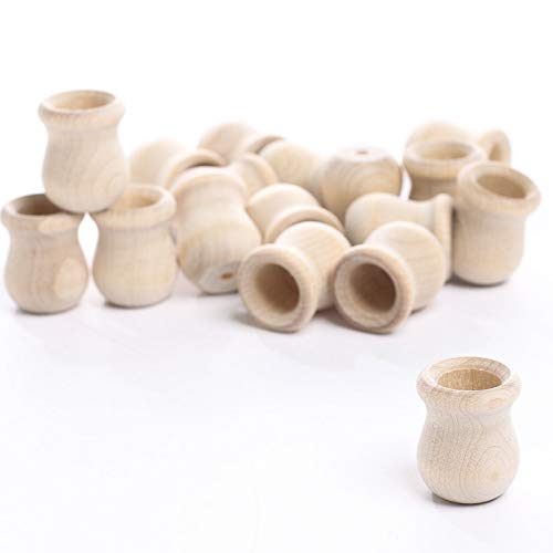 Factory Direct Craft Pack of 54 Unfinished Wood Candle Cups - Made in The USA Blank Wooden Bean Pot Candle Holders DIY Wood Turnings (Size 1" H x Factory Direct Craft